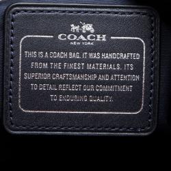 Coach Navy Blue Iridescent Python Embossed Leather Tote