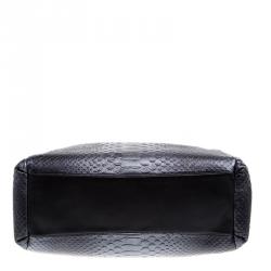 Coach Dark Grey Iridescent Python Embossed Leather Tote