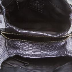 Coach Dark Grey Iridescent Python Embossed Leather Tote