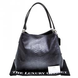 Coach Dark Grey Iridescent Python Embossed Leather Tote