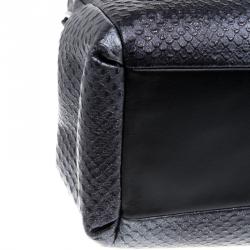 Coach Dark Grey Iridescent Python Embossed Leather Tote
