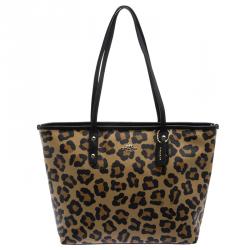 Coach Leopard Print Coated Canvas City Zip Tote