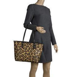 Coach Leopard Print Coated Canvas City Zip Tote