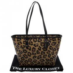 Coach Leopard Print Coated Canvas City Zip Tote