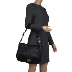 Pre Owned Coach Black Leather Flap Shoulder Bag