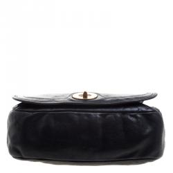 Pre Owned Coach Black Leather Flap Shoulder Bag