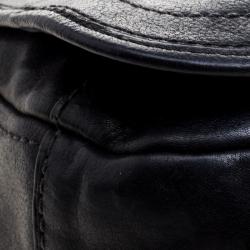 Pre Owned Coach Black Leather Flap Shoulder Bag