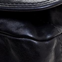 Pre Owned Coach Black Leather Flap Shoulder Bag