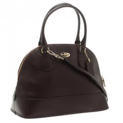 Pre Owned Coach Burgundy Leather Cora Dome Satchel