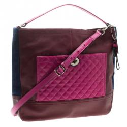 Pre Owned Coach Multicolor Leather and Suede Colorblock Park Hobo