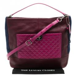 Pre Owned Coach Multicolor Leather and Suede Colorblock Park Hobo