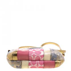 Pre Owned Coach Multicolor Leather and Fabric Patchwork Crossbody Bag