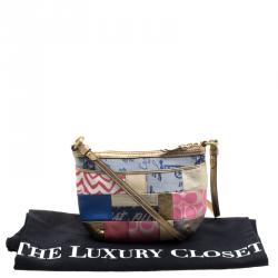 Pre Owned Coach Multicolor Leather and Fabric Patchwork Crossbody Bag