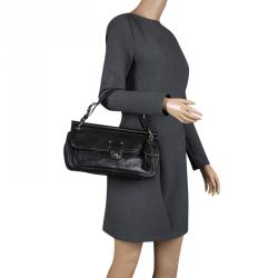 Coach Black Leather Turnlock Shoulder Bag