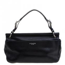 Coach Black Leather Turnlock Shoulder Bag