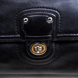 Coach Black Leather Turnlock Shoulder Bag