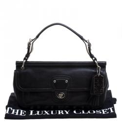 Coach Black Leather Turnlock Shoulder Bag