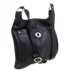 Pre Owned Coach Black Leather Turnlock Crossbody Bag