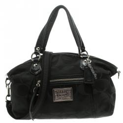 Coach Black Signature Canvas Poppy Satchel