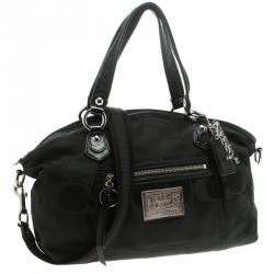 Coach Black Signature Canvas Poppy Satchel