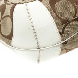 Coach Beige/White Signature Canvas Ergo Hobo