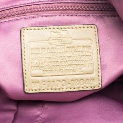 Pre Owned Coach Beige Signature Fabric Lindsey Shoulder Bag