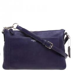 Pre Owned Coach Purple Leather Crossbody Bag