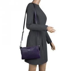 Pre Owned Coach Purple Leather Crossbody Bag