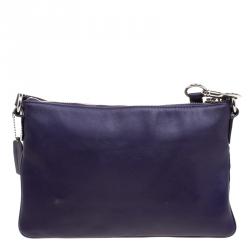 Pre Owned Coach Purple Leather Crossbody Bag