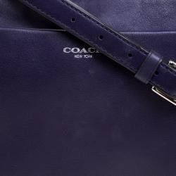 Pre Owned Coach Purple Leather Crossbody Bag