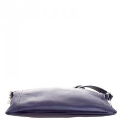 Pre Owned Coach Purple Leather Crossbody Bag