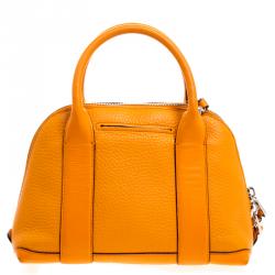 Pre Owned Coach Orange Pebbled Leather Mini Preston Satchel