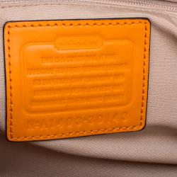 Pre Owned Coach Orange Pebbled Leather Mini Preston Satchel