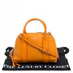 Pre Owned Coach Orange Pebbled Leather Mini Preston Satchel