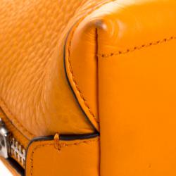 Pre Owned Coach Orange Pebbled Leather Mini Preston Satchel