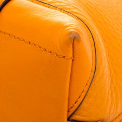 Pre Owned Coach Orange Pebbled Leather Mini Preston Satchel