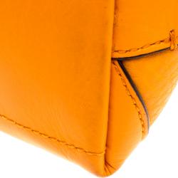 Pre Owned Coach Orange Pebbled Leather Mini Preston Satchel