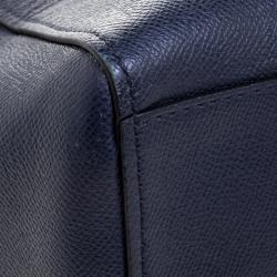 Coach Dark Blue Crossgrain Leather Turnlock Tote