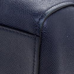Coach Dark Blue Crossgrain Leather Turnlock Tote