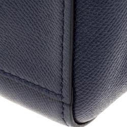 Coach Dark Blue Crossgrain Leather Turnlock Tote