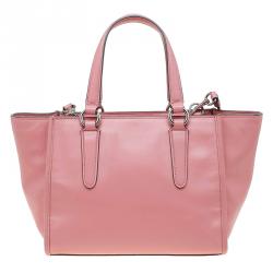 Pre Owned Coach Pink Leather Caryall Top Handle Bag