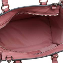 Pre Owned Coach Pink Leather Caryall Top Handle Bag