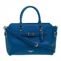 Coach Blue Leather Swagger Carryall Top Handle Bag