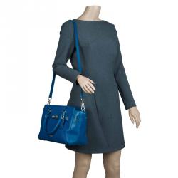 Coach Blue Leather Swagger Carryall Top Handle Bag