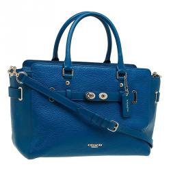 Coach Blue Leather Swagger Carryall Top Handle Bag