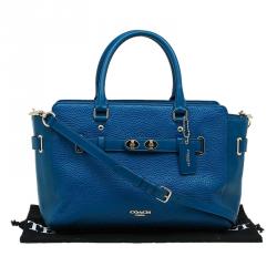 Coach Blue Leather Swagger Carryall Top Handle Bag