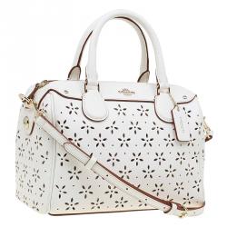 مملوكة مسبقًا Coach White Leather Mini Laser Cut Bennett Satchel