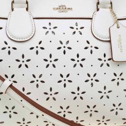 مملوكة مسبقًا Coach White Leather Mini Laser Cut Bennett Satchel