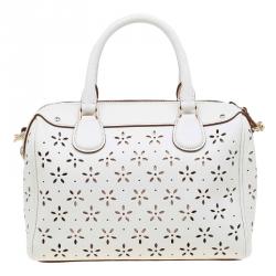 مملوكة مسبقًا Coach White Leather Mini Laser Cut Bennett Satchel