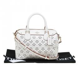 مملوكة مسبقًا Coach White Leather Mini Laser Cut Bennett Satchel